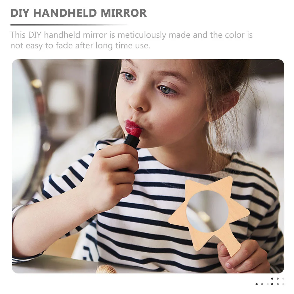 12pçs espelhos de madeira delicados sem pintura, kits portáteis diy para crianças, desenvolvimento artístico e colagem entre pais e filhos