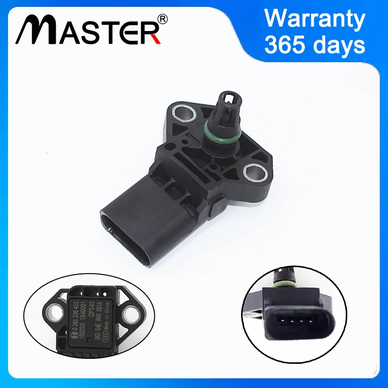 Intake Air Pressure Sensor MAP 04E906051A 0261230411  for Audi A3 A6 Q5 Volkswagen Golf Lavida Seat Jetta Skoda 04E 906 051 A