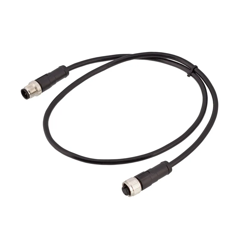 M12 Straight Overmolded Male to Male /Female Plug Unshielded With 1M PVC Cable