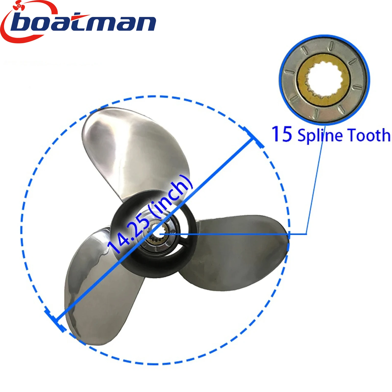 BoatMan 14.25x17 Outboard Propeller For Honda RH 115HP-250HP Boat Motor Stainless Steel 3 Blade 58133-ZY3-A17AH Boat parts