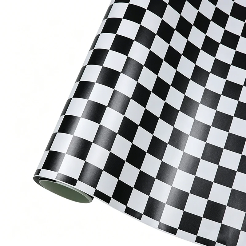 Matte Glossy Racing Sport Black White Checkered Flag Sticker Vinyl Film Adhesive Car Bike Motorcycle Decal Camo Car Wrap Foil