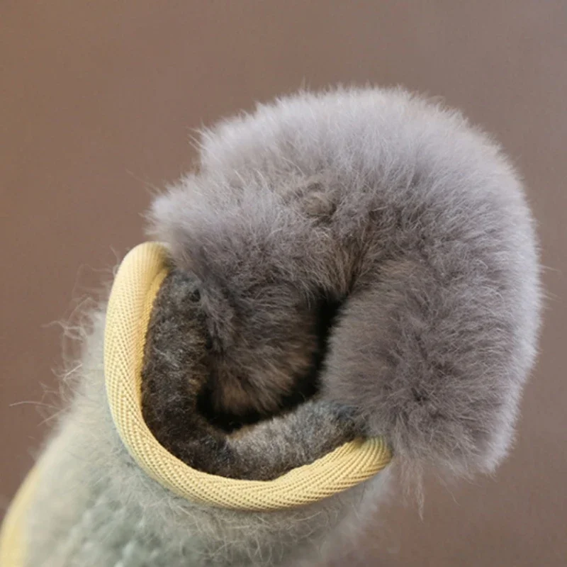 الشتاء طفل الفتيات أحذية الثلوج مختلط الألوان الدافئة بطانة أفخم حذاء من الجلد للأطفال الصغار أزياء الأطفال الأحذية القطنية #6