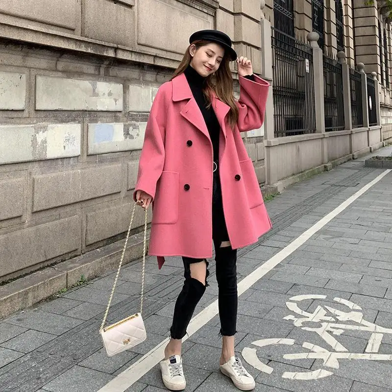 Xiaoxiangfeng Woolen Coat Women\'s New Fashion Korean Version Medium Long Loose Woolen Coat Trend