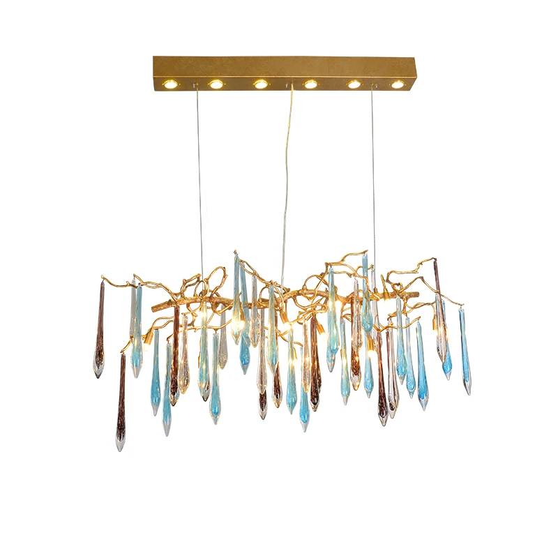 

BOSSEN современный комбинированный подвесной светильник с синим и золотым кристаллом, блеск, регулируемая высота, регулируемая яркость, дизайнерское стекло, металл для жизни