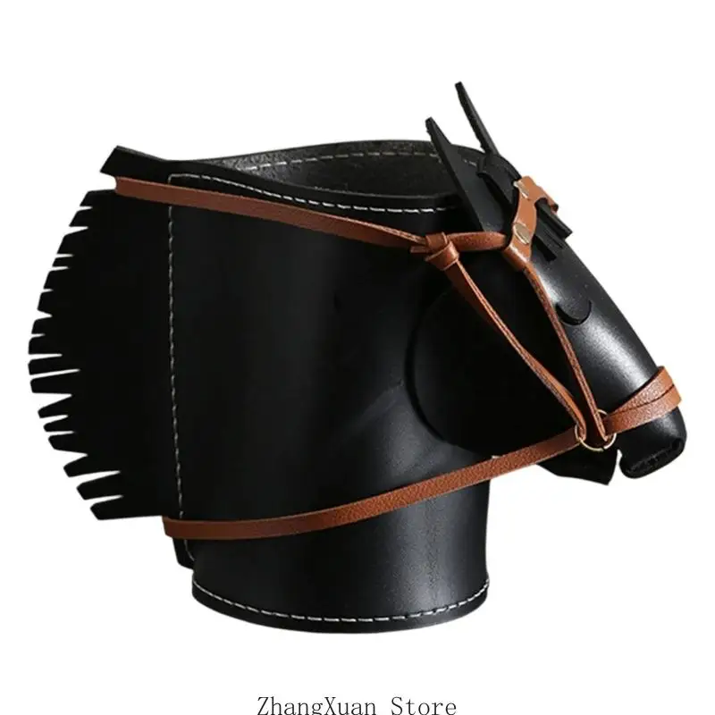 Horse Head Desk Catchall Aufbewahrungsbehälter in Lederoptik mit genähter Verzierung für Büroschreibtisch, Eingangstisch oder – Detail 8