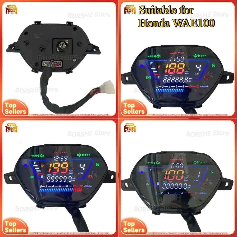 

2026 Suitable for Honda WAE100 Universal Motorcycle Digital Color LCD Speedometer with Clock Tachometer 6 Gear Indicator