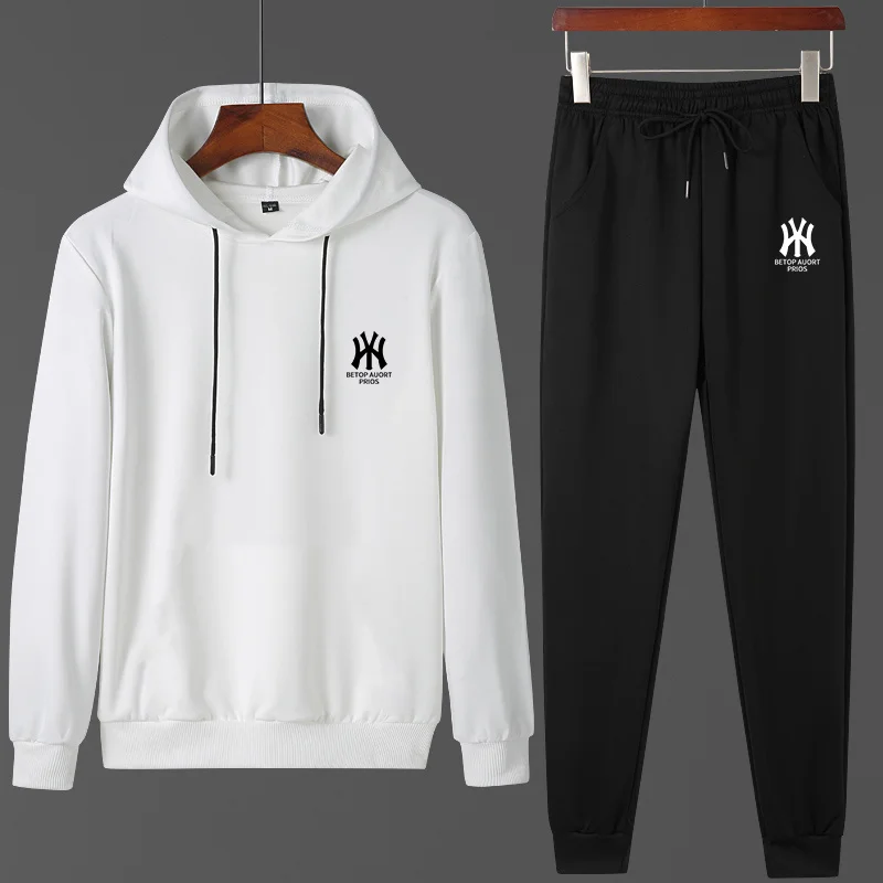 

Autumn Winter 2 Pieces Sets Tracksuit Hooded Sweatshirt +Drawstring Pants Male Sport Hoodies Running Sportswear Men Women Brand