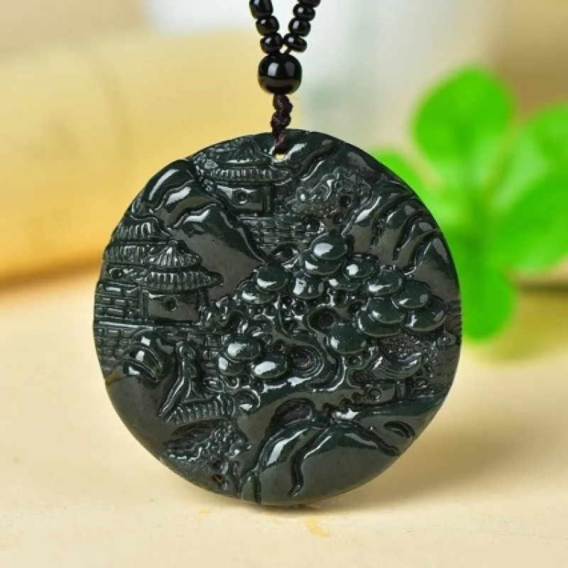 Xinjiang Natural Hotan Green Jade Auspicious Pendant Zodiac Dragon Soaring Across the Sea Men's Fashionable and Dash