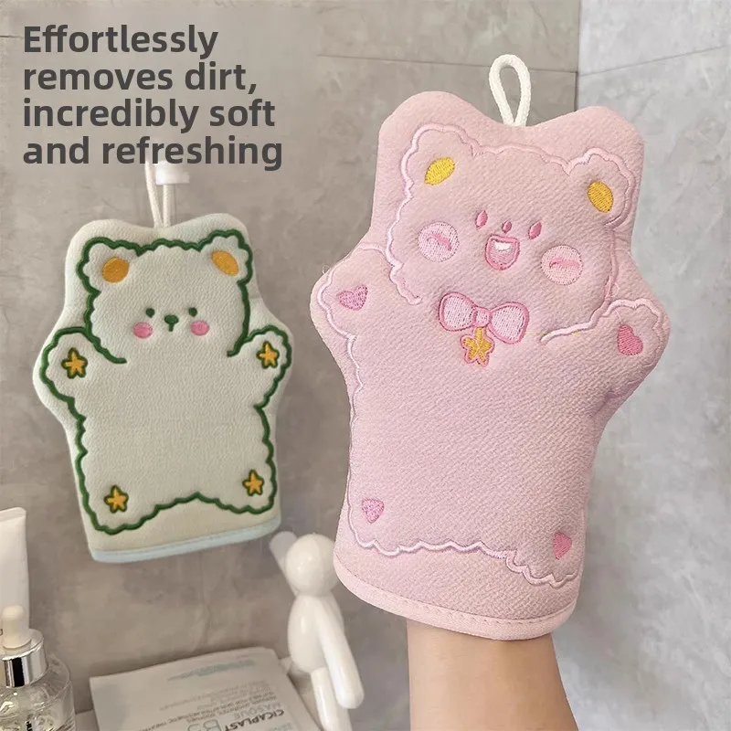 

Adorable Bath Towel Exfoliating Mud Bathing Tool Pain-Free Back Scrubbing Baby Bath Towel Gloves Safe for Skin Children