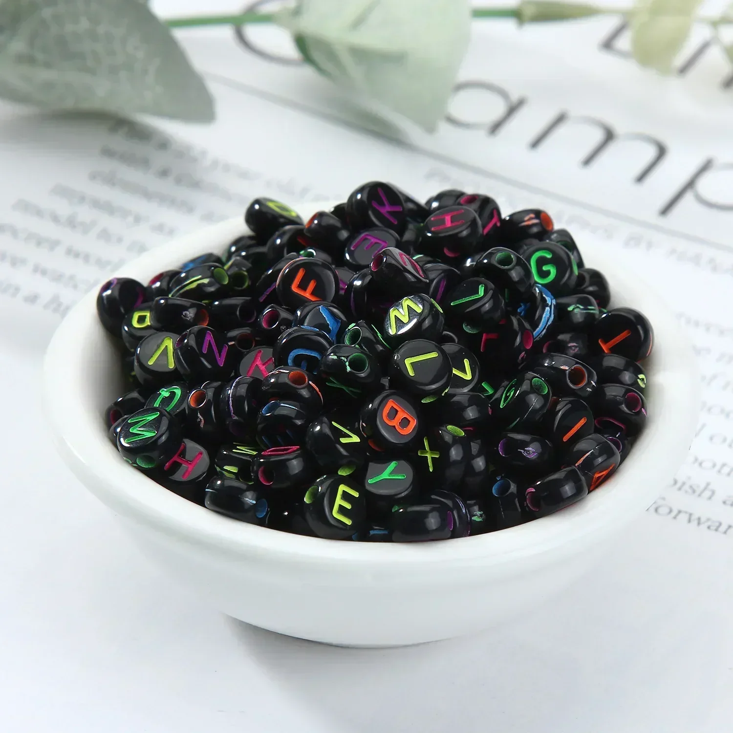 100-500PCS Black Round Letters Beads Acrylic A-Z 26 Alphabet Loose Beads For Jewelry Making DIY Necklace Bracelet Accessories