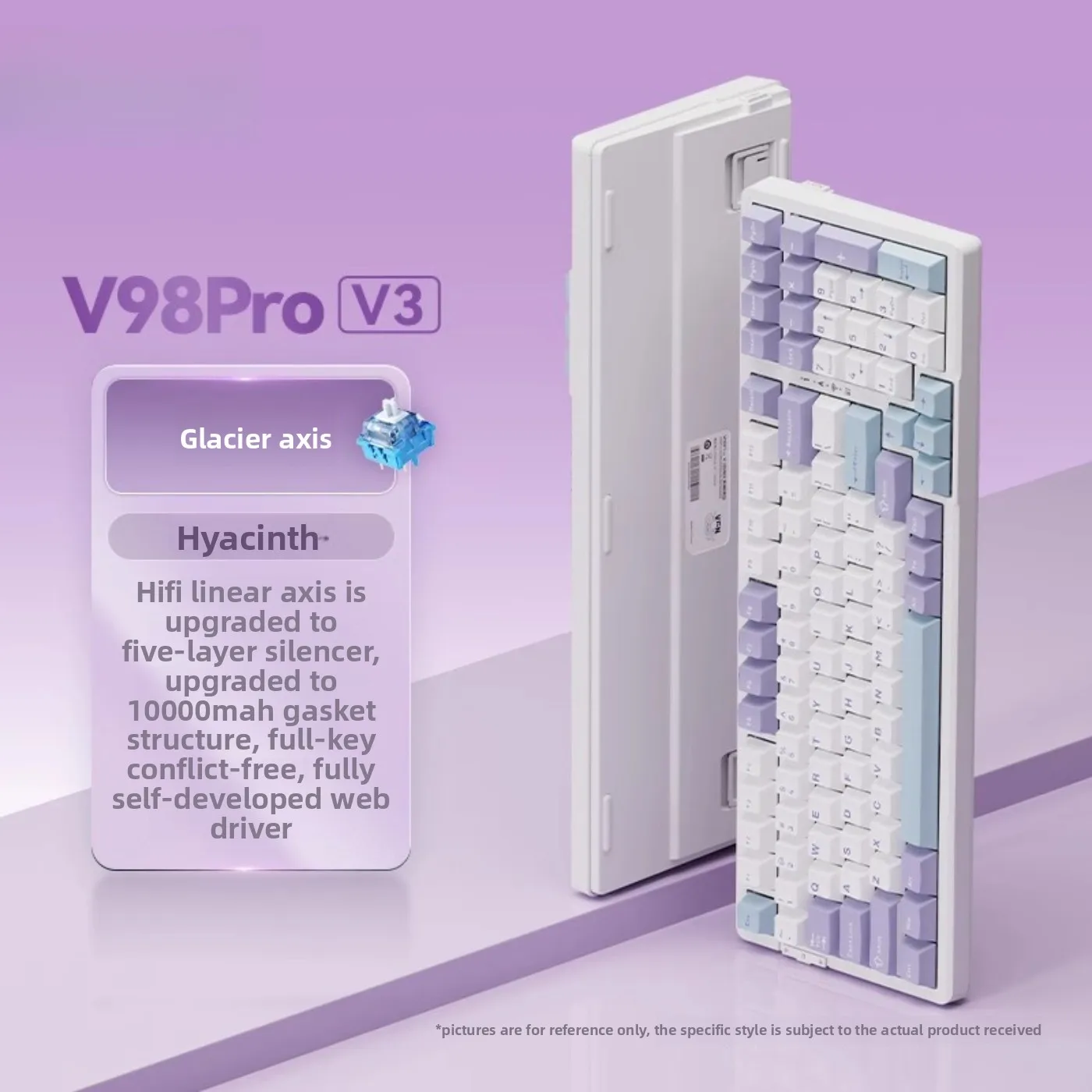 Gaming Mechanical Keyboard V98proV3 Arctic Fox Tri-mode Hot-swappable Bluetooth GASKET Customizable Gaming Mechanical Keyboard