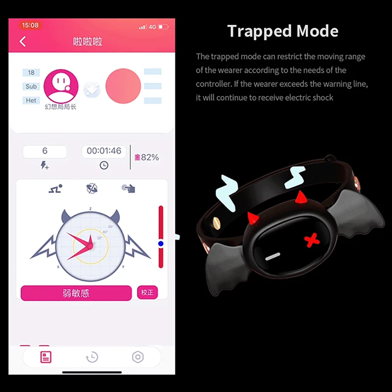 QIUI Little Devil Electric Shock Collar Dog Slave APP Remote Control Electric Stimulation Neck Collar Adult Sex Toys For Couples