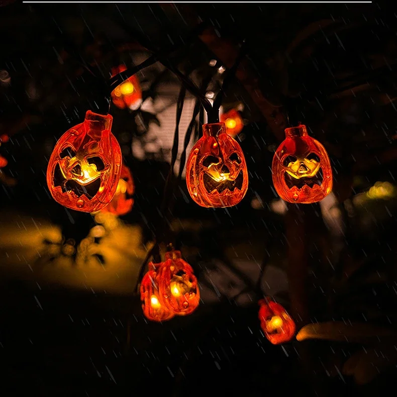 LED Halloween Creative Pumpkin Lantern String 20LED Outdoor Solar Lantern String Arrangement Atmosphere Decoration Light