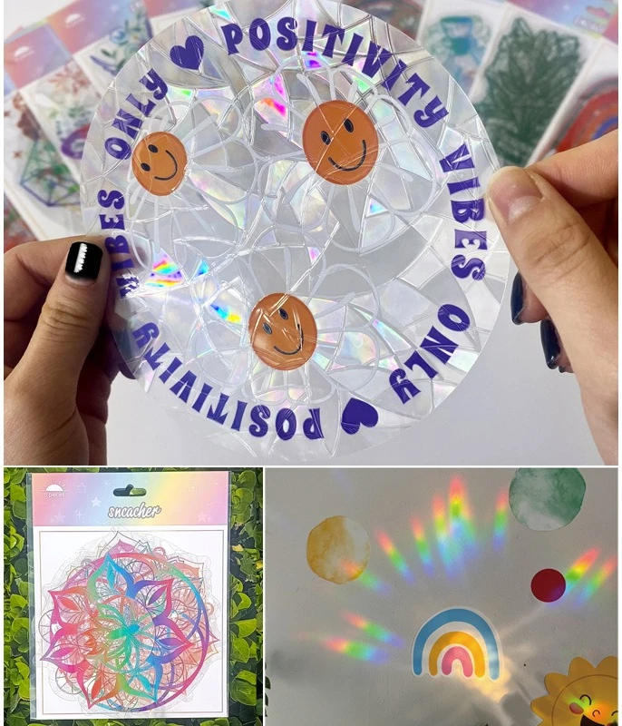 

Sun Catcher Rainbow Prism Window Stickers, Adhesive-Free PVC Static Cling Butterfly Decals for Glass Anti-Collision Decor
