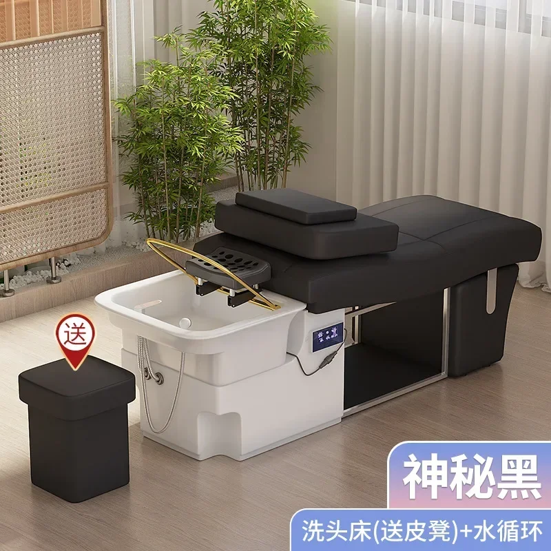 SS Ceramic Basin Thai Head Therapy Shampoo Chair Water Circulation Fumigation Beauty Salon Special Head Therapy Bed Massage7486