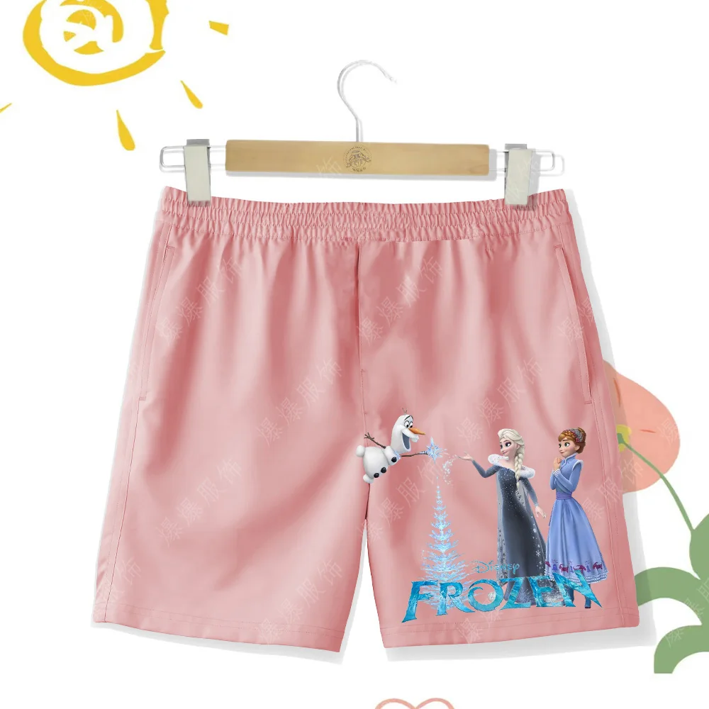 Summer Kids Speedos Girls Beach shorts Casual all-match Princess Elsa and Princess Anna Disney shorts Girls