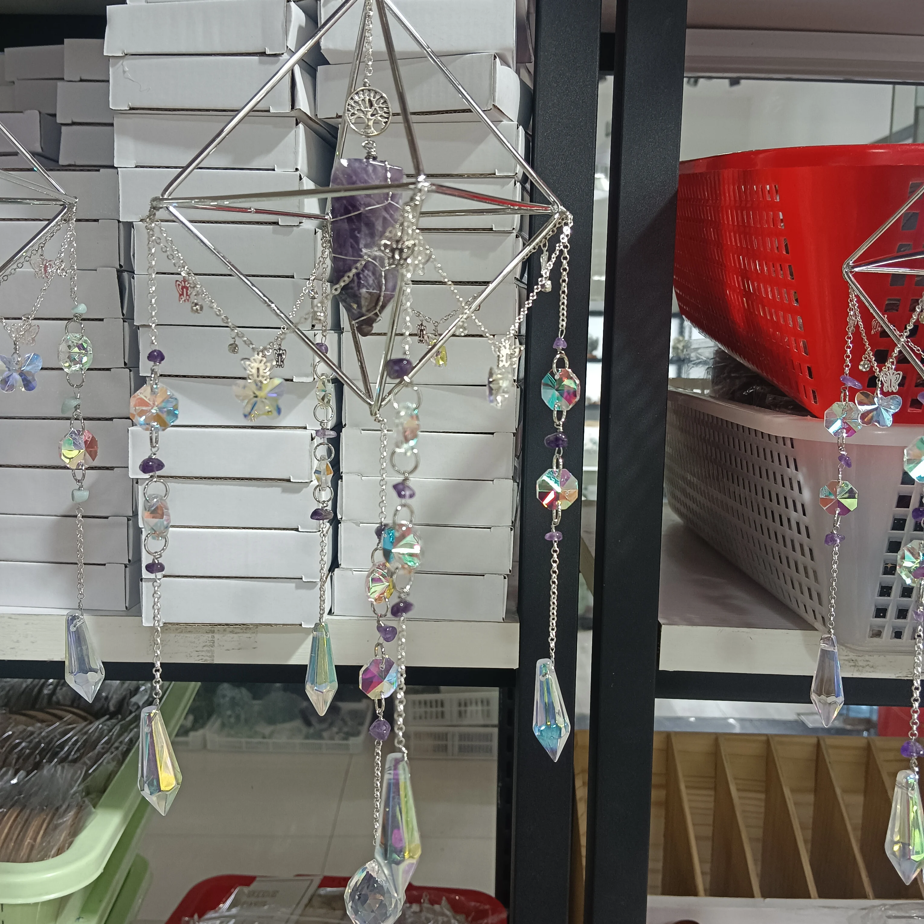 Crystal post sun Catcher Balcony hanging decoration wall light prism ball air stand tripod solar catcher