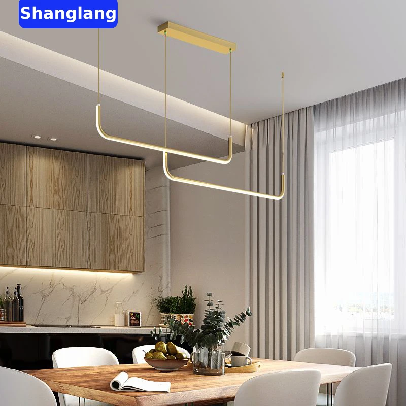 Modern Black Simple Design Nordic LED Chandelier For Study Office Table Ceiling Pendant Lamp Hanging Light Kitchen Dining Room