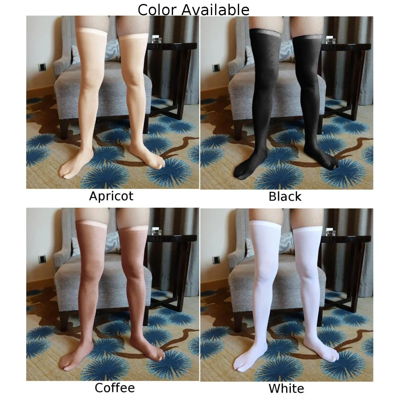 Men Sexy Tight Transparent Socks Solid Stockings Thigh Nightclub Breathable Wear Sissy Lingerie Knee Length Erotic Male Socks - Image 5