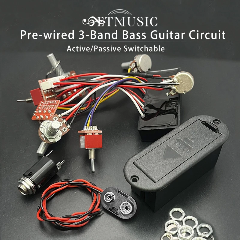 Pre-wired 3-Band Bass Guitar Circuit Active/Passive Switchable EQ Bass Preamp Circuit 3 Band Bass Circuit