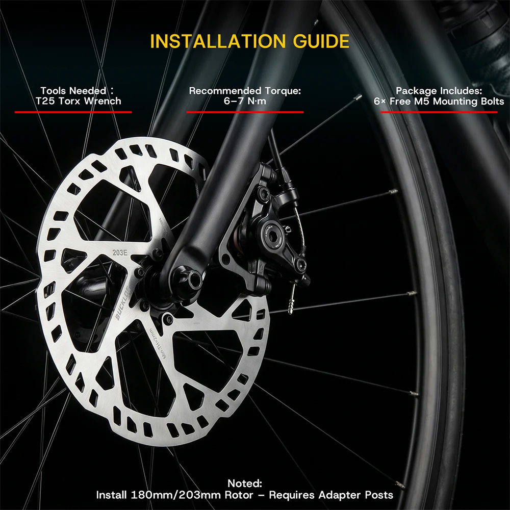 BUCKLOS 2.3MM E-Bike Brake Disc 220MM Electric Bicycle Rotor 140/160/180/203MM Dirt Bike Disc Brake Rotor For Surron Segway Tala