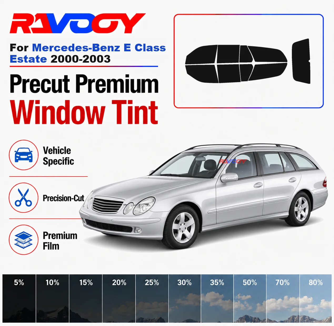 premium-precut-window-tint-kit-front-rear-windows-rear-windshield-for-mercedes-benz-e-class-estate-2000-2003-nano-ceramic-film