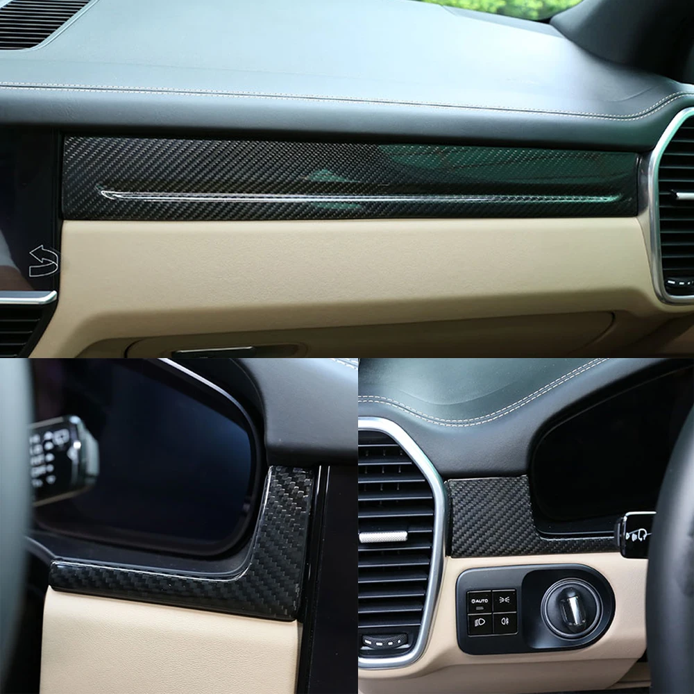 Interior Accessories Real Dry Carbon Dash Cover Dashboard Panel Kits For Porsche Cayenne 2018-2023
