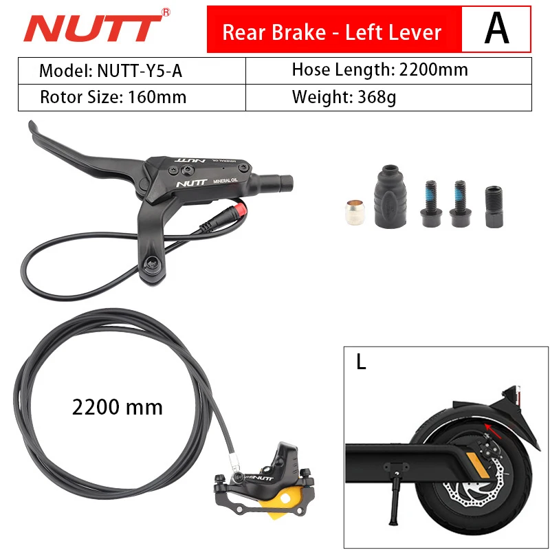 NUTT 4-Kolben-Hydraulikabschaltbremse E-Bike und Elektroroller Scheibenbremse für Zero 10X/11X, Vsett 10+/9+, Kaabo Wolf Warrior 11