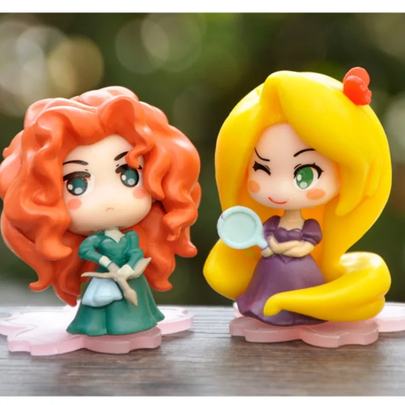 9 buah/set mainan tokoh aksi putri Disney putih salju Rapunzel Ariel Cinderella boneka Belle Mulan hadiah Natal ulang tahun anak perempuan