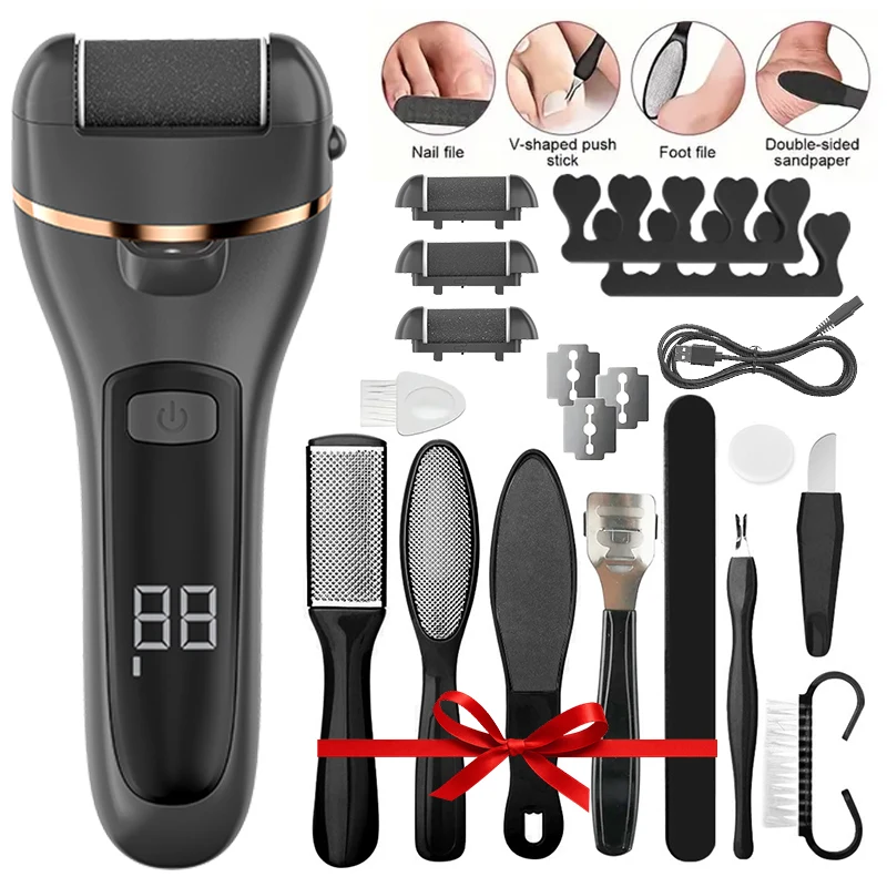 

Professional Electric Callus Remover Pedicure Machine Rechargeable Foot File Grinder with 3 Scrubbing Heads for Dead Skin