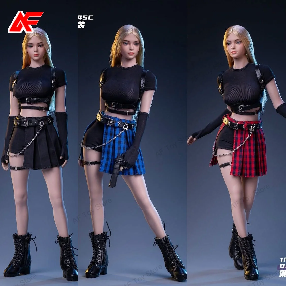 

3S045 1/6 Scale Female Agent Costume Tight Tops Skirt Clothing Fit For 12'' TBL PH JO ANT Female Action Figure Body Dolls