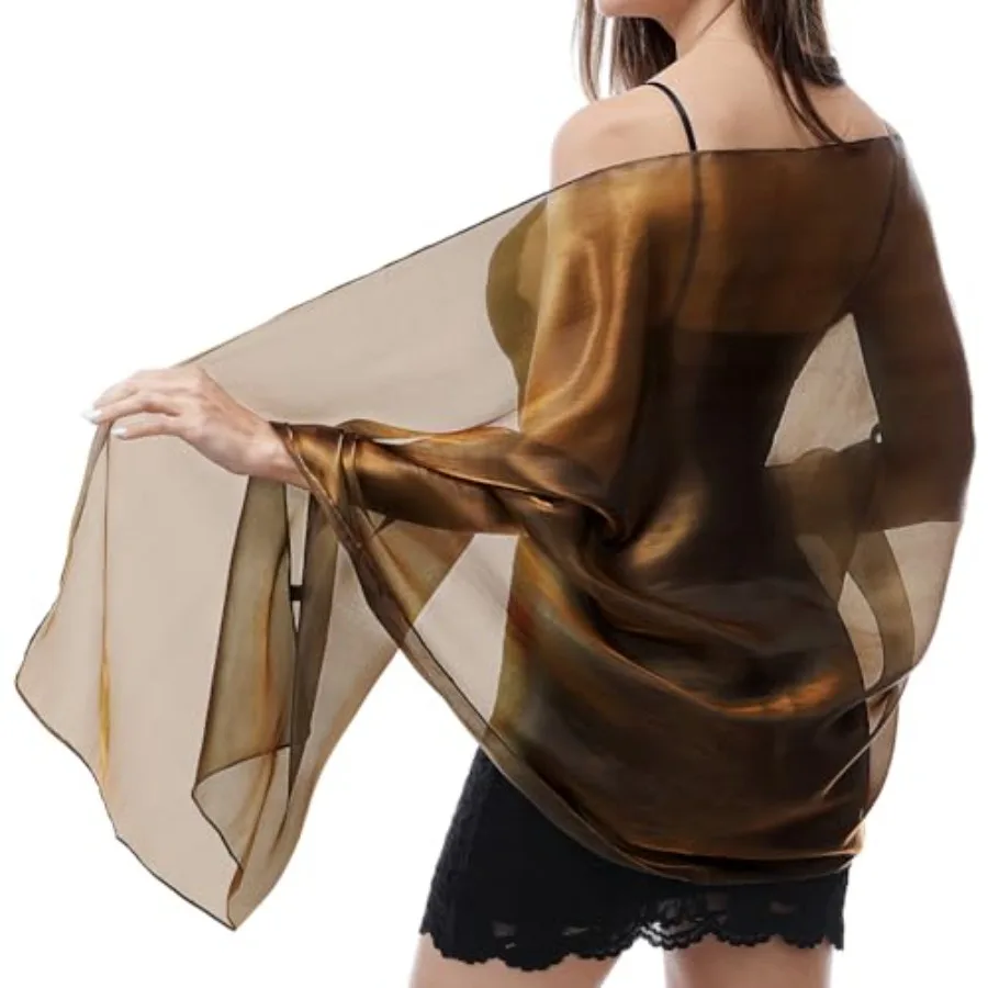 

Ladiery Silky Shawls and Wraps for Evening Dresses: Women Sheer Soft Bridesmaid Wedding Formal Party Organza Shawl