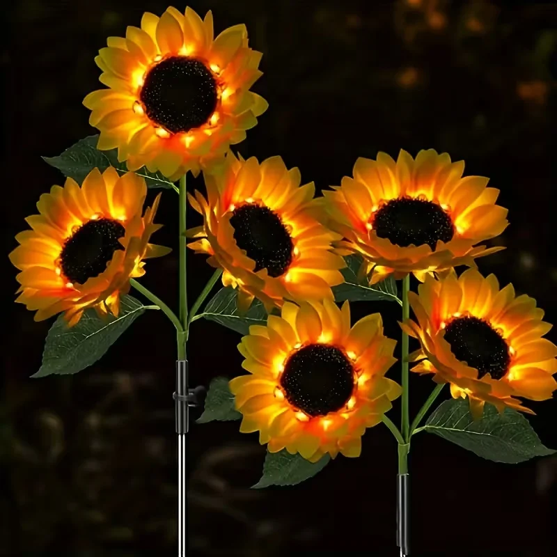 

3 Head LED Solar Simulation Sunflower Lights Garden Yard Lawn Night Lights Landscape Lamp Home Decoration Flower Light