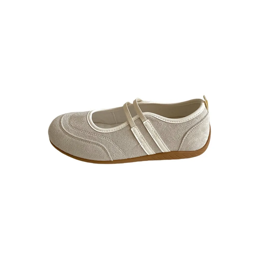 Color Blocking Mary Jane Shoes Synthetic Leather Anti-slip Ballerina Shoes British French Style Streetwear Single Shoes Women