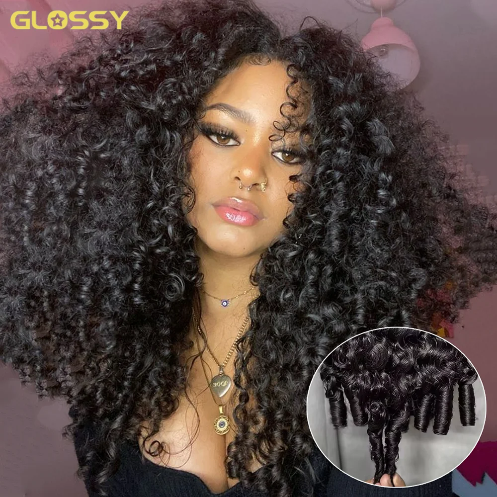 300% Density Burmese Curly Human Hair Wigs For Women Brazilian Glueless Kinky Culry 3 IN 1 Half Wig 100% Human Hair Wigs On Sale