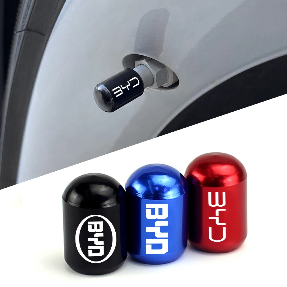 4PCS Car Tire Valve Caps For BYD Tang F3 E6 Atto 3 Yuan Plus Song Max F0 G3 I3 Ea1 Dmi 2din 2014 G6 Auto Interior Accessories