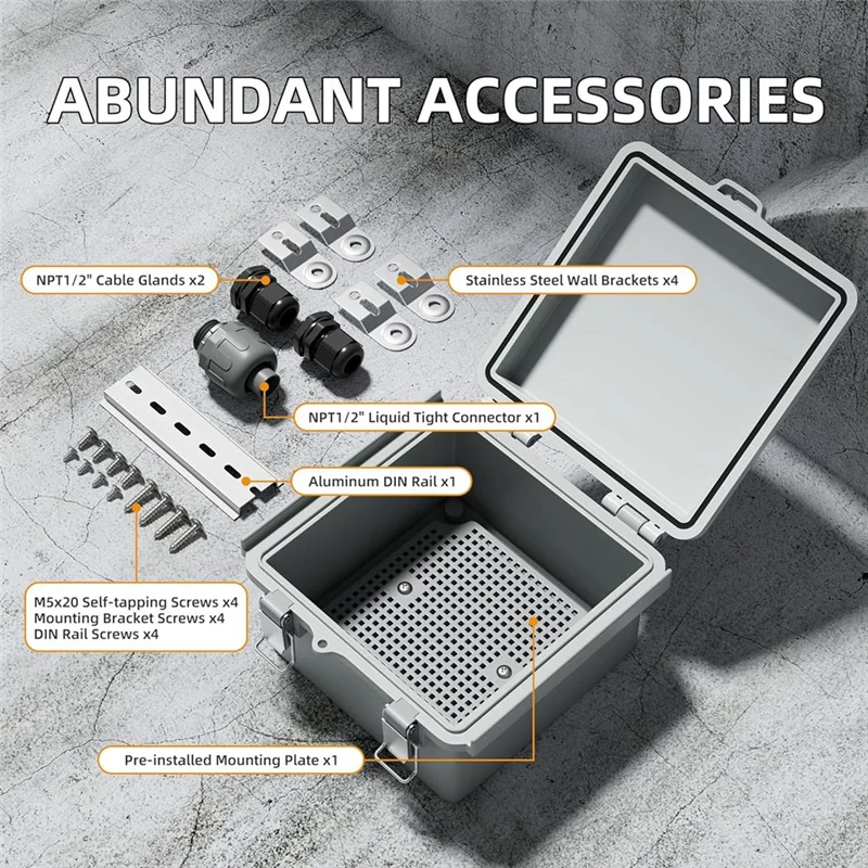 Outdoor Electrical Box IP67 Outdoor Waterproof Distribution Box Outdoor Hinge Power Box Outdoor Waterproof Junction Box-AA26