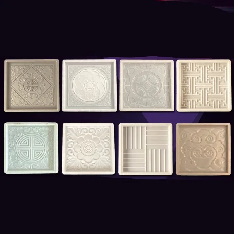 Cement Antique Flower Brick Mold Square Garden Wall Making Brick Mould 3D Carving Concrete Plastic Paving Molds