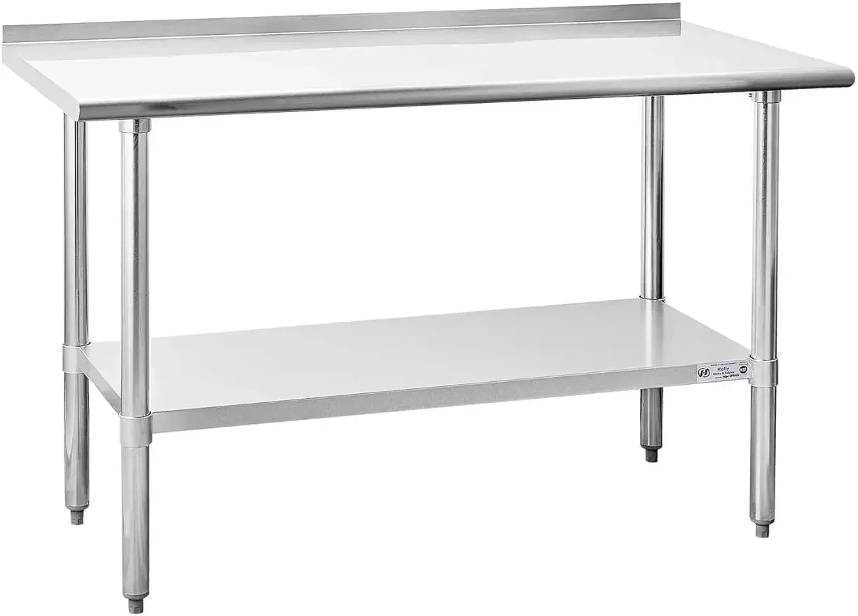 Hally Sinks & Tables H Stainless Steel Table for Prep & Work 24 x 60 Inches, NSF Commercial Heavy Duty Table with Undershelf