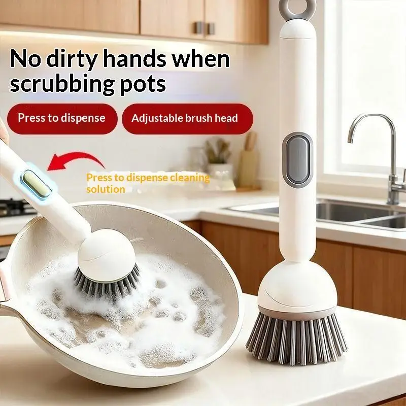 1/2 Pcs Adjustable Long Handled Liquid Washing Brush For Kitchen Dishwashing, Non Greasy And Non Damaging Multifunctional Brush