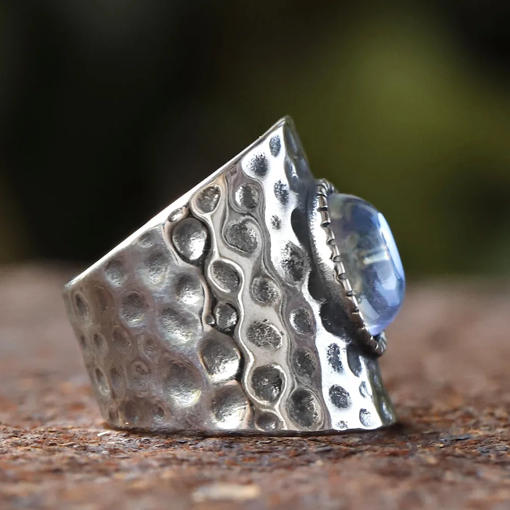 2024 New Special Design Natural Oval Opal Stone Ring For Men Women Fashion 316L Stainless Steel Domineering Luxury Jewelry