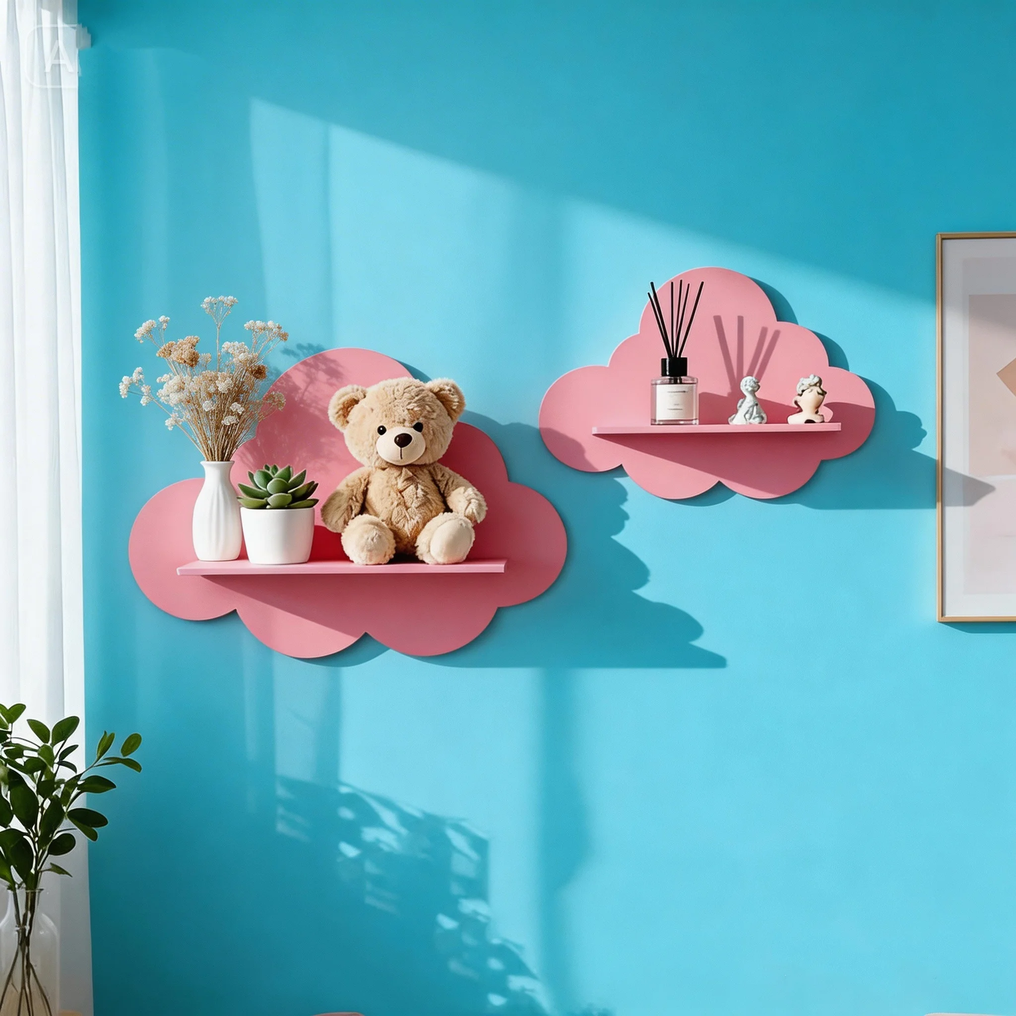 Multi-Functional Cloud-Shaped Wooden Wall Shelf - Durable Minimalist Wall-Mounted Storage Rack