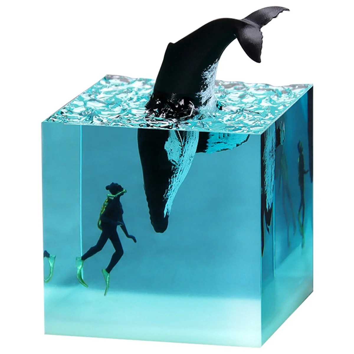 

D-Marine Resin Whale Humpback Whale Diver Cube Ornament Home Birthday Gift Ornament
