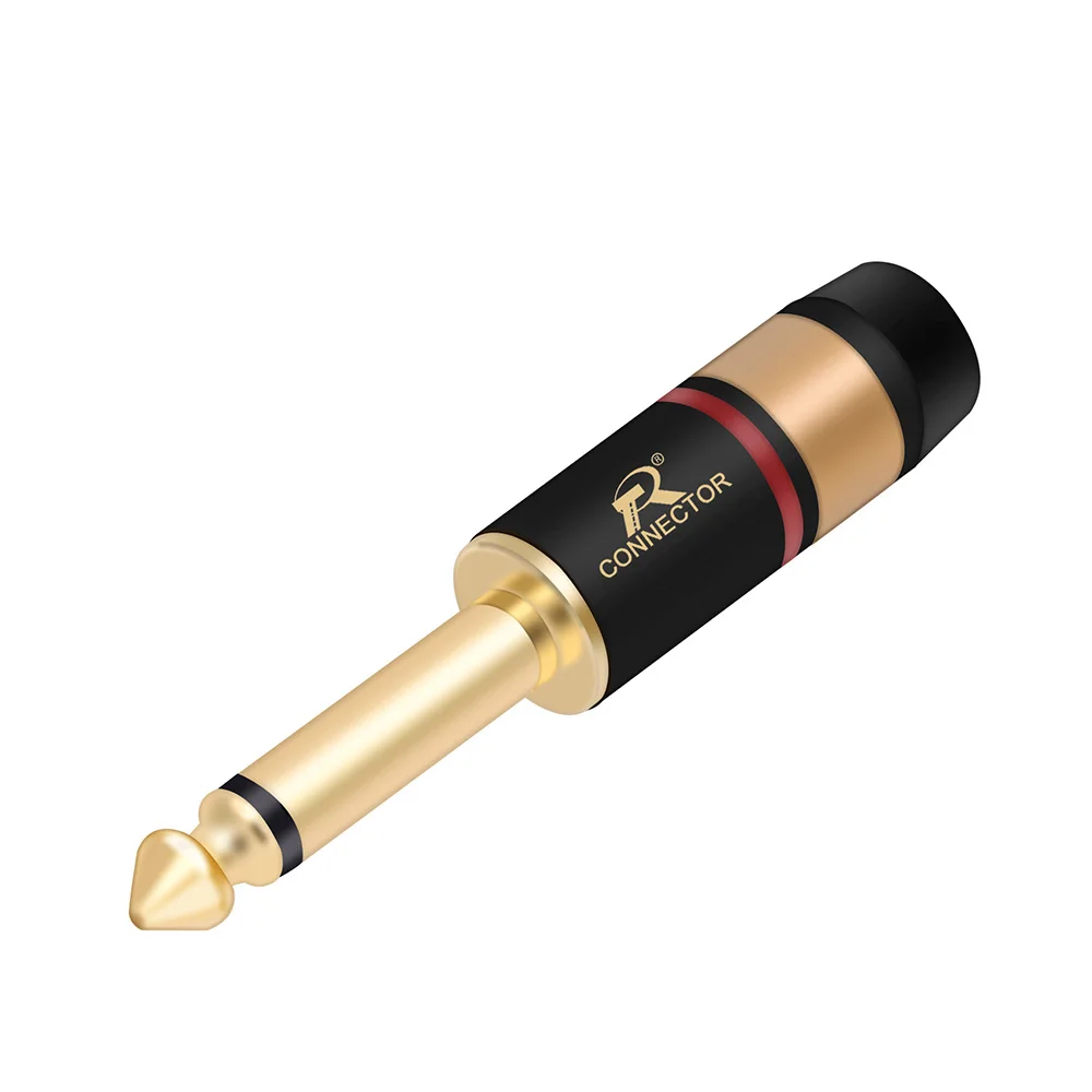 1pair/2pcs 3 pole Jack 6.35 Speaker Plug Gold-plated Audio Connector 6.35mm MONO/stereo Jack Assembly Microphone wire connector