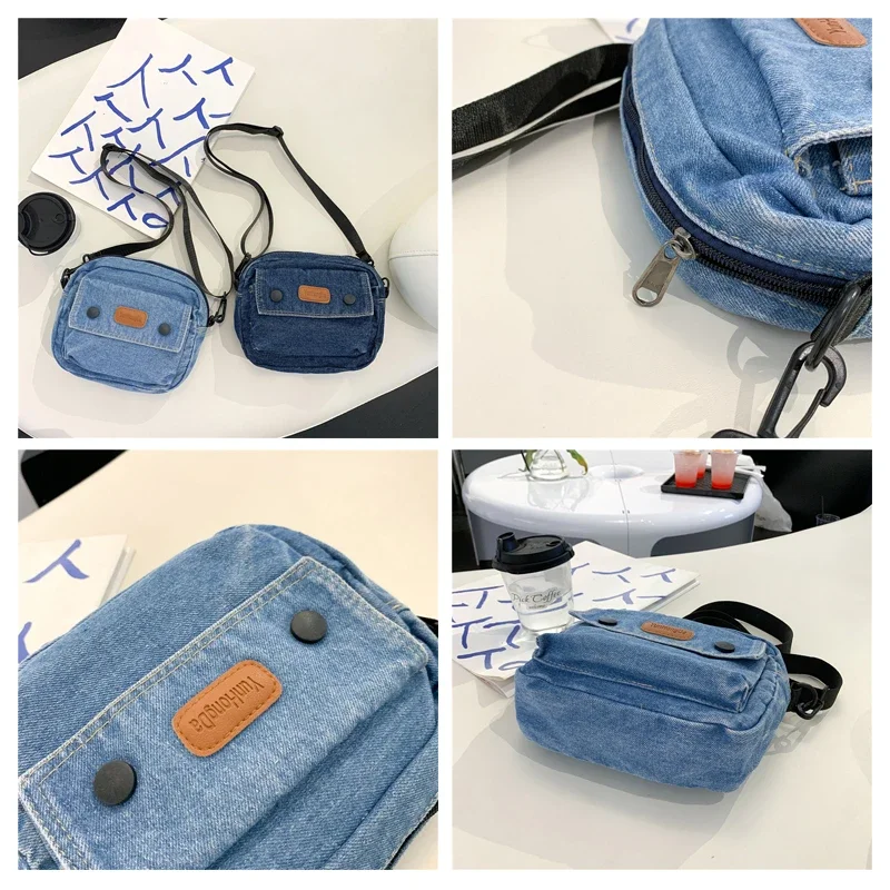 Small Denim Women's Bag New Jeans Pocket Canvas Shoulder Bag Cowboy Handbags Vintage Messenger Bag Y2K Eco Bag Korean Satchels