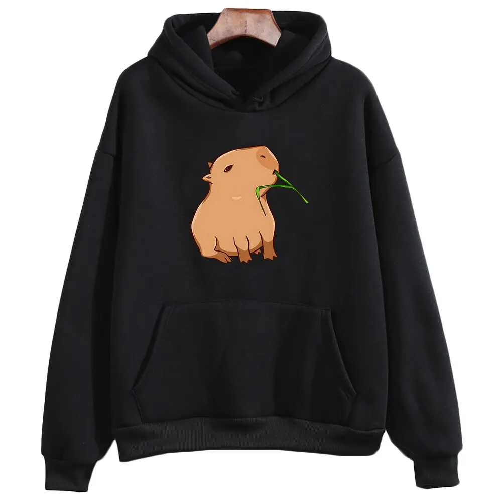 Sudaderas con capucha con estampado de Capybara para niñas adolescentes, Top de dibujos animados Kawaii, sudaderas Unisex, suéter con capucha