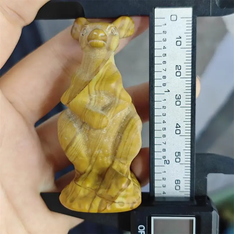 Natural Wood Stone Kangaroo Carving Reiki Healing Fengshui Reiki Stone DIY Holiday Crafts Gifts 2PCS