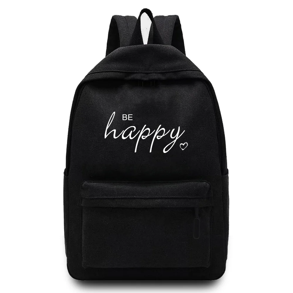 Women School Backpack Canvas Shoulder Bags Text Printing Teenager Used for Travel,mountaineering,gym,shopping,outdoor Picnics