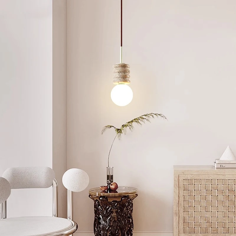 Led Chandelier Cream Style Bedroom Bedside Pendant Light Stone Small Warm Atmosphere Hanging Line Lamp Room Decor G9 Bulb 7W