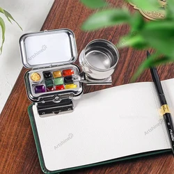 Portable Travel Watercolour Paint Set 10/12/16 Grids Empty Mini Oil Pigment Dispenser Palette Subpackage Magnetic Clamp Kettle